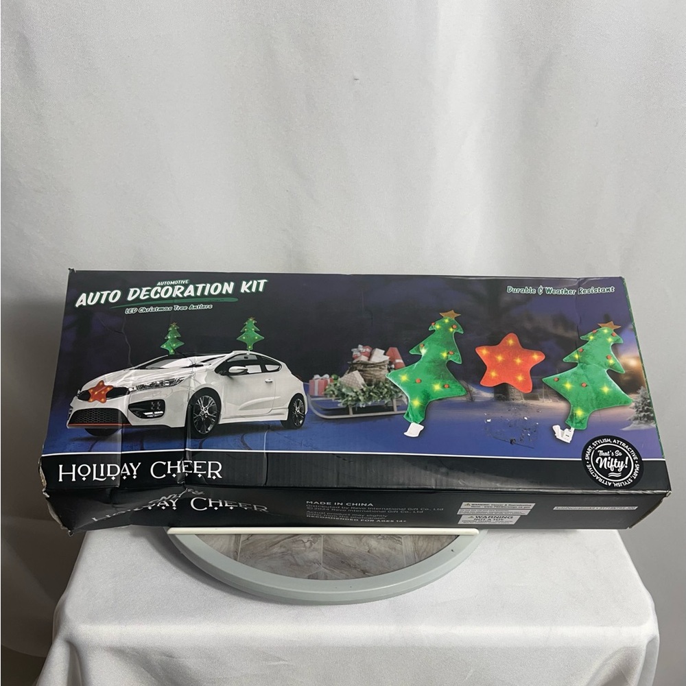 Nifty Holiday Cheer Auto Decoration Kit LED Christmas Tree Antlers Car Decor